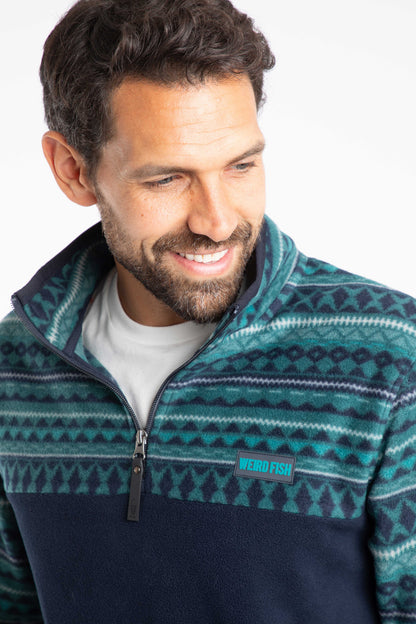 Gilbert Qtr Zip Printed Microfleece - Navy