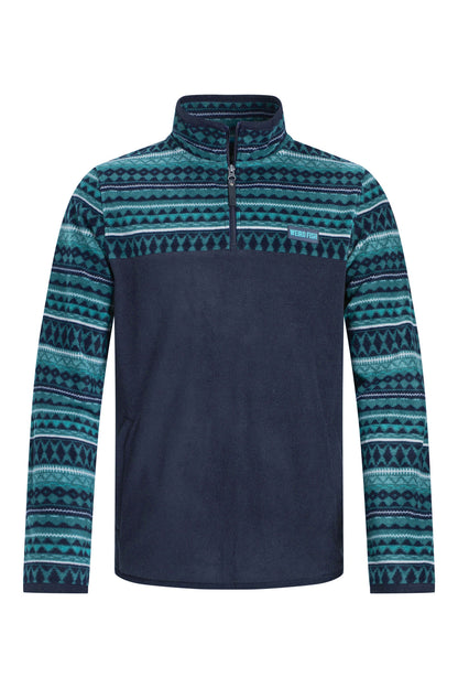 Gilbert Qtr Zip Printed Microfleece - Navy