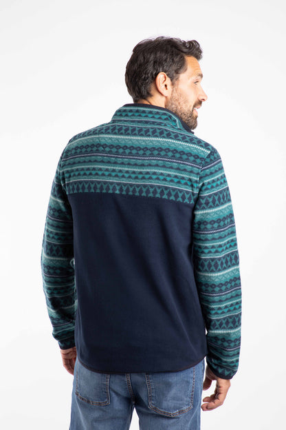 Gilbert Qtr Zip Printed Microfleece - Navy