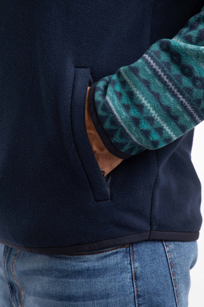 Gilbert Qtr Zip Printed Microfleece - Navy