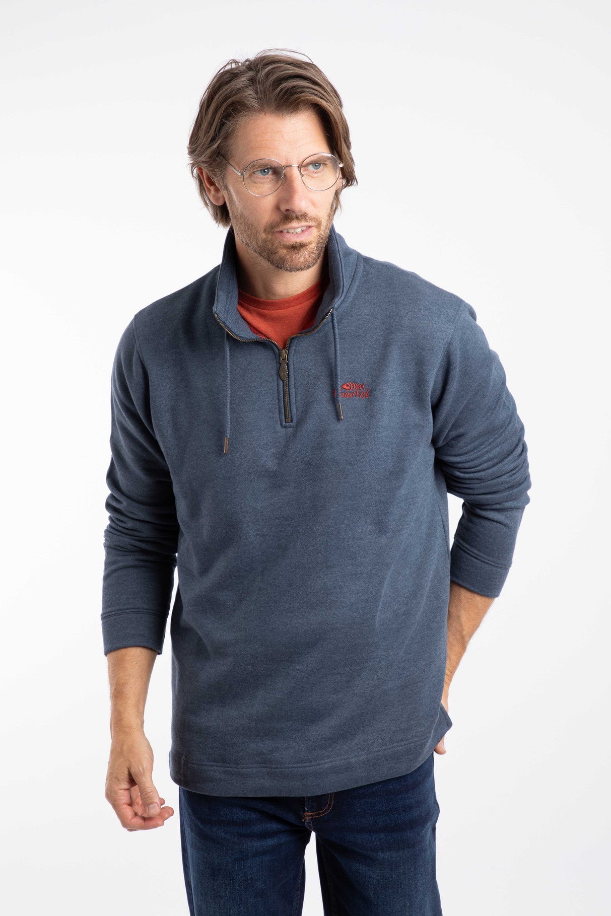 Weird Fish - Brampton Branded 1/4 Zip Sweatshirt - Navy