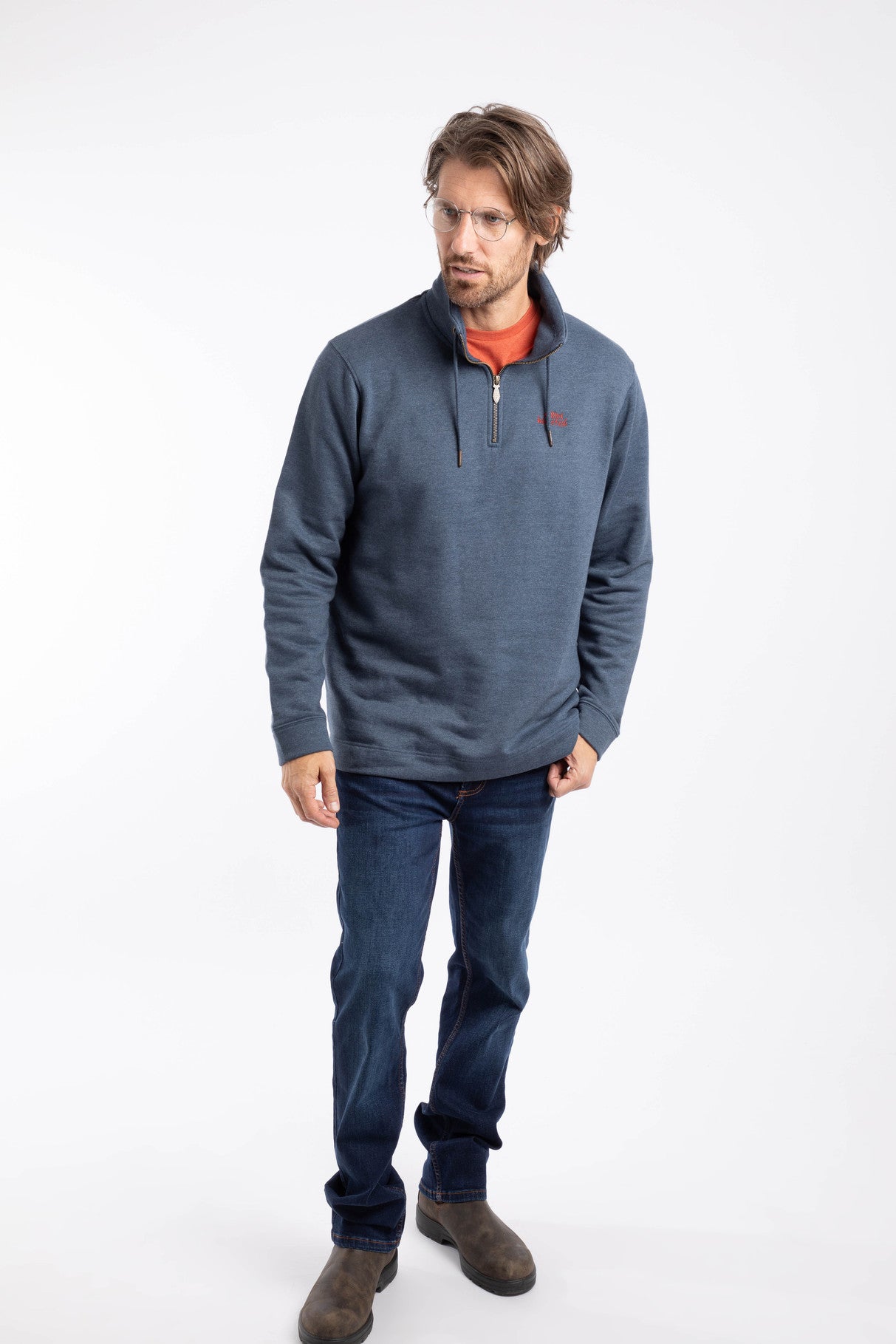 Weird Fish - Brampton Branded 1/4 Zip Sweatshirt - Navy