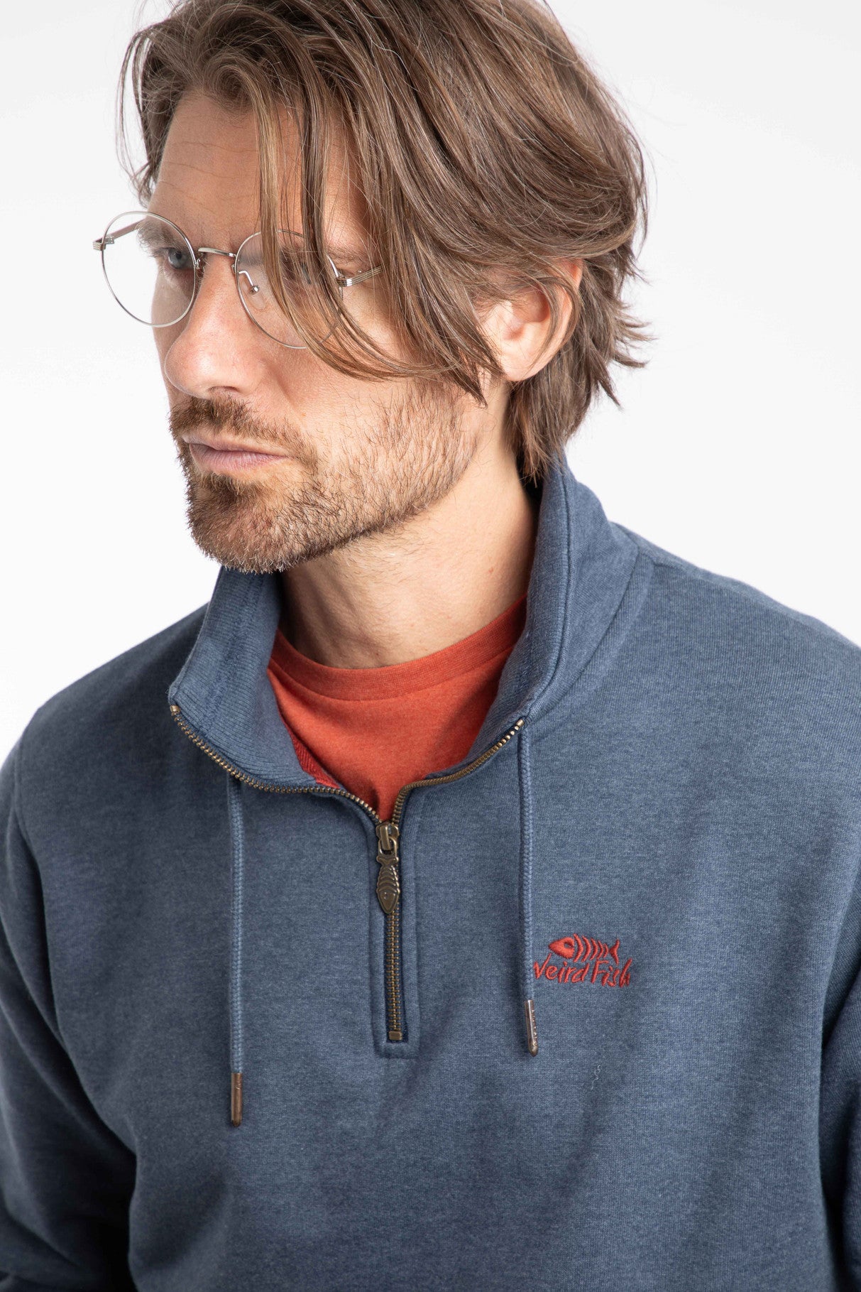 Weird Fish - Brampton Branded 1/4 Zip Sweatshirt - Navy