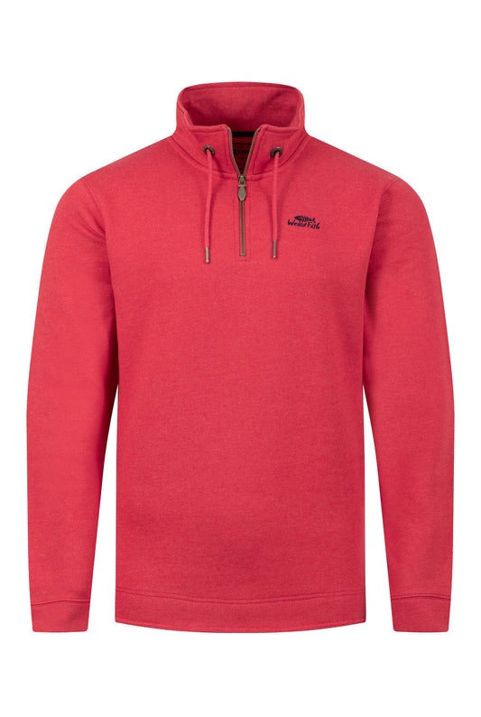 Brampton Branded Qtr Zip Sweat - Barberry Red Marl