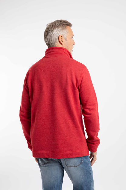 Brampton Branded Qtr Zip Sweat - Barberry Red Marl