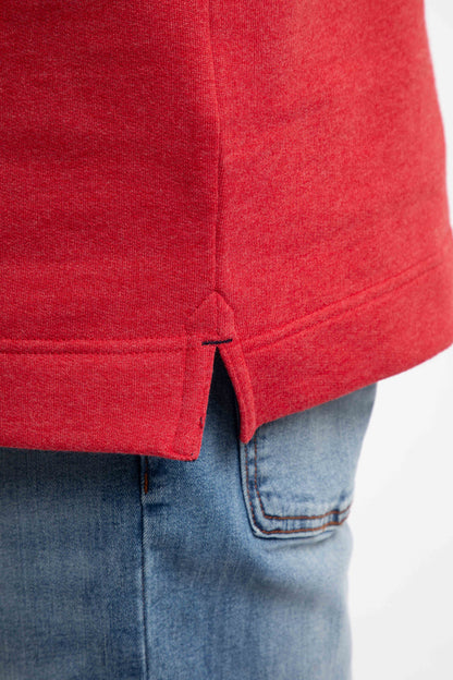 Brampton Branded Qtr Zip Sweat - Barberry Red Marl