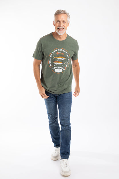 Fish Stamp Graphic Tee - Basil
