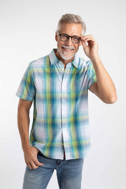 Judd Organic Cotton Short Sleeve Check Shirt - Off White