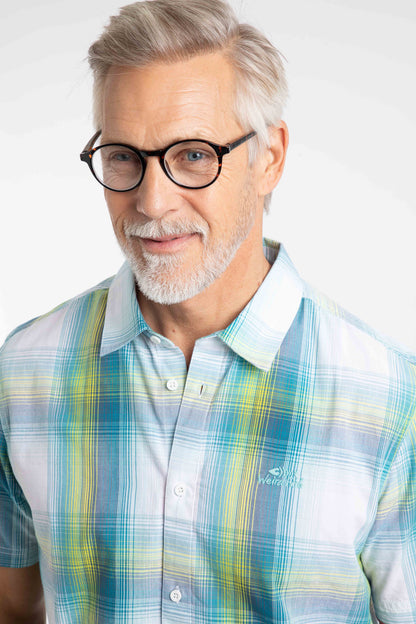 Judd Organic Cotton Short Sleeve Check Shirt - Off White