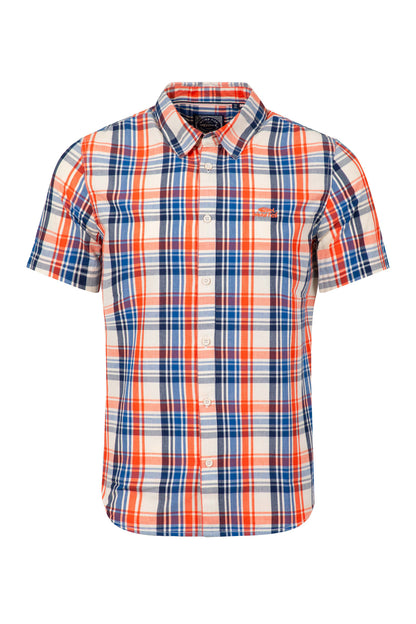 Judd Organic Cotton Short Sleeve Check Shirt - Light Cream