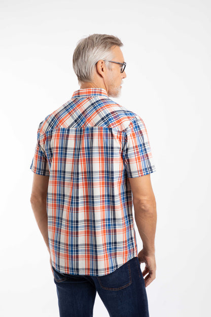 Judd Organic Cotton Short Sleeve Check Shirt - Light Cream