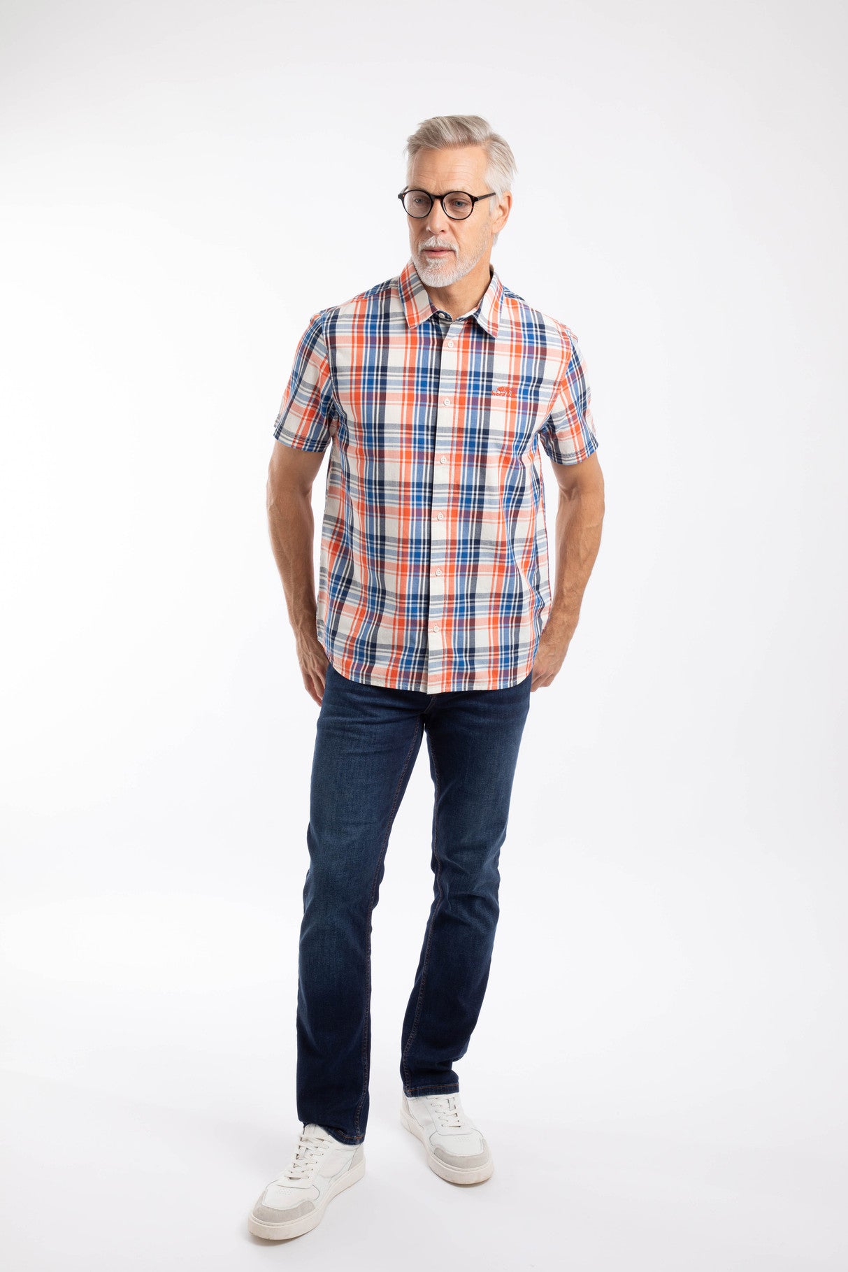 Judd Organic Cotton Short Sleeve Check Shirt - Light Cream