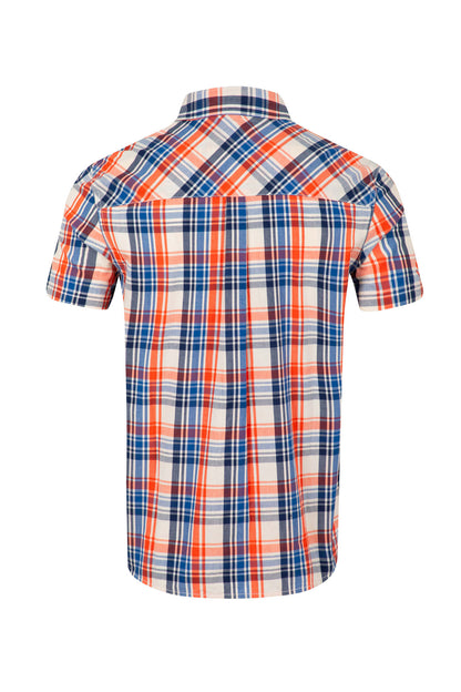 Judd Organic Cotton Short Sleeve Check Shirt - Light Cream