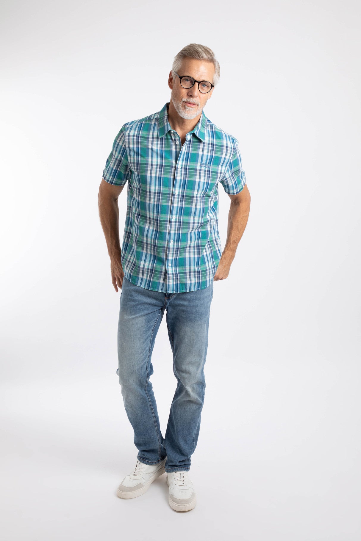 Judd Organic Cotton Short Sleeve Check Shirt - Faded Blue