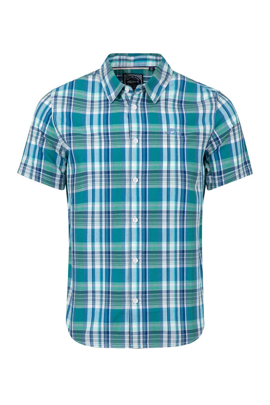 Judd Organic Cotton Short Sleeve Check Shirt - Faded Blue