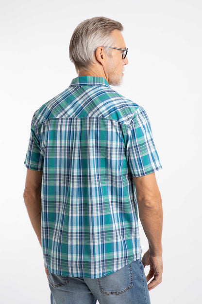 Judd Organic Cotton Short Sleeve Check Shirt - Faded Blue