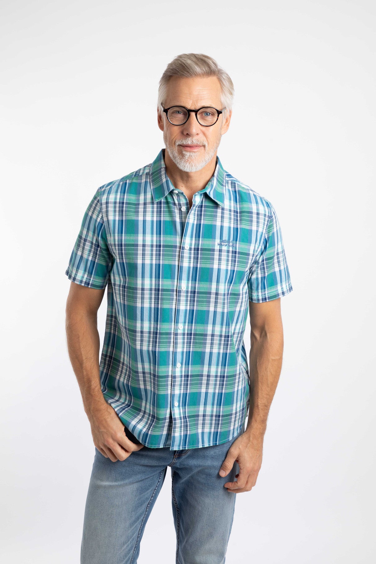 Judd Organic Cotton Short Sleeve Check Shirt - Faded Blue