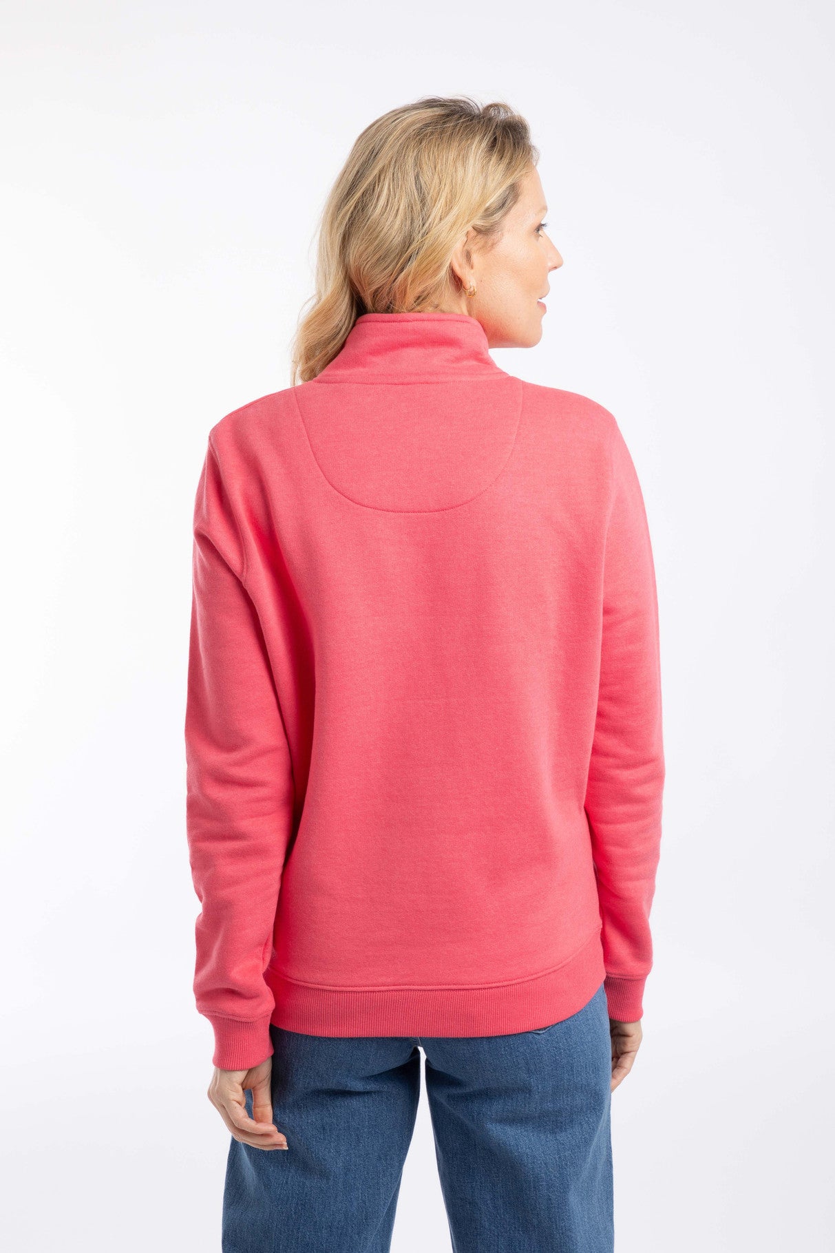 Avery Branded Qtr Zip Sweat - Flamingo
