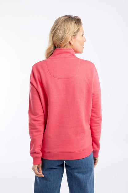 Avery Branded Qtr Zip Sweat - Flamingo