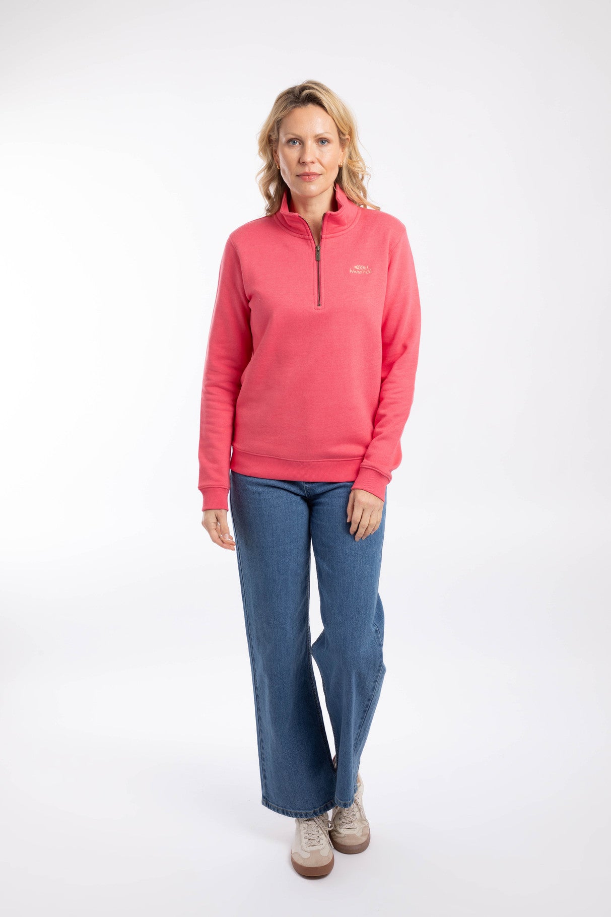 Avery Branded Qtr Zip Sweat - Flamingo