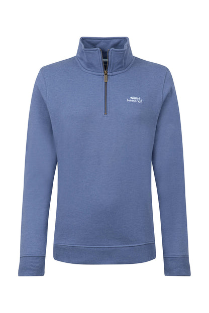 Avery Branded Qtr Zip Sweat - Faded Blue