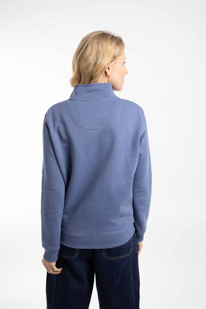 Avery Branded Qtr Zip Sweat - Faded Blue