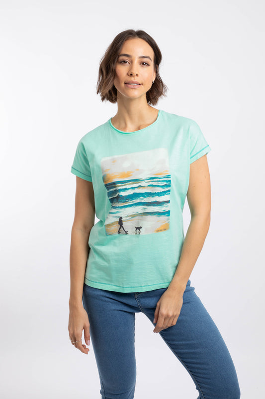 Walking Club Organic Cotton Graphic Tee - Apple Mint