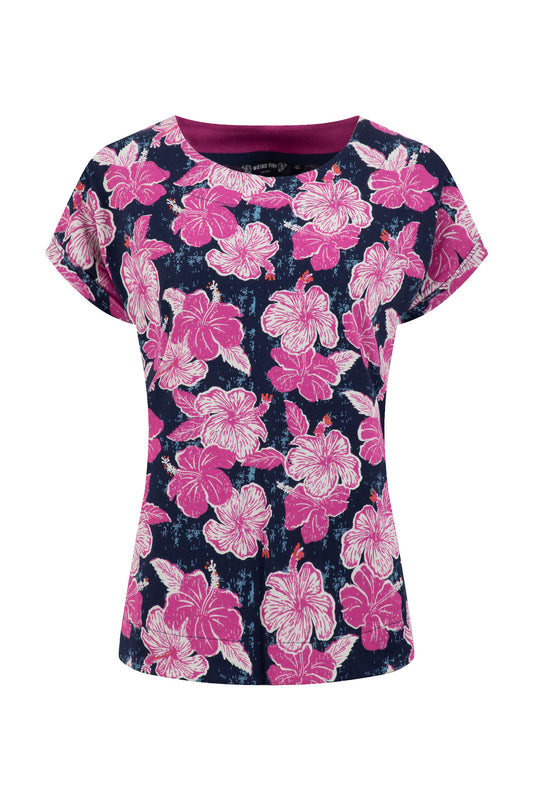 Paw Paw Organic Cotton Printed Jersey Tee - Fuchsia Punch