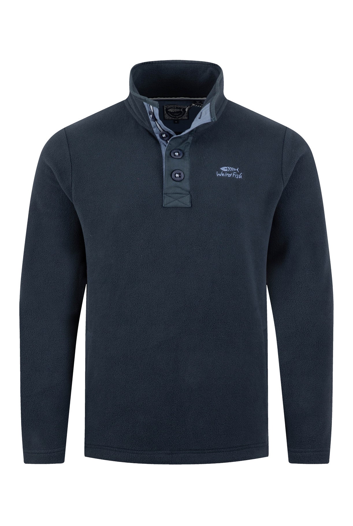 Roald Button Funnel Neck Microfleece - Navy