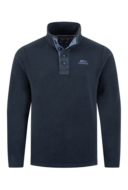 Roald Button Funnel Neck Microfleece - Navy