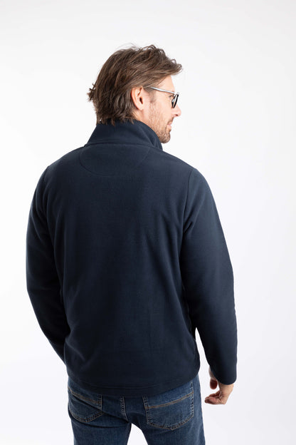 Roald Button Funnel Neck Microfleece - Navy