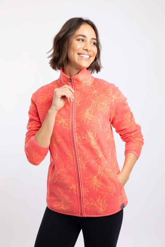 Rochelle Full Zip Printed Micro Fleece - Flamingo