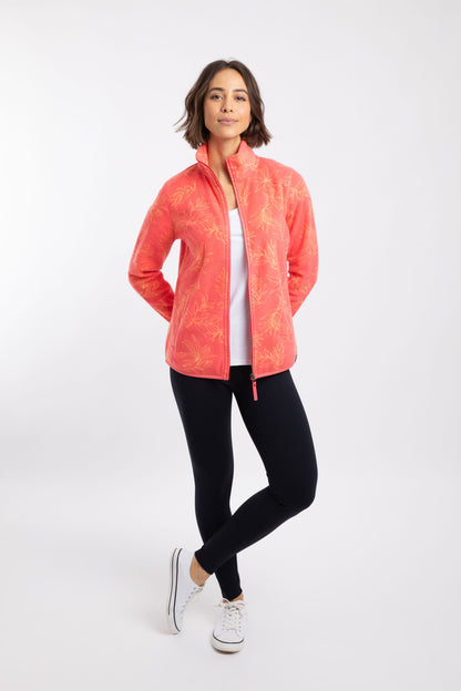 Rochelle Full Zip Printed Micro Fleece - Flamingo
