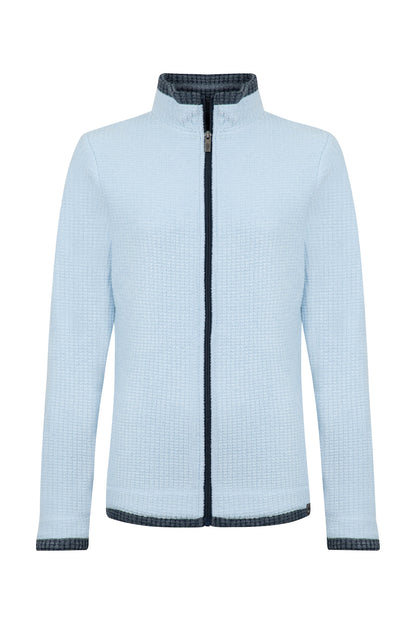 Ariana Full Zip Grid Fleece - Cool Blue