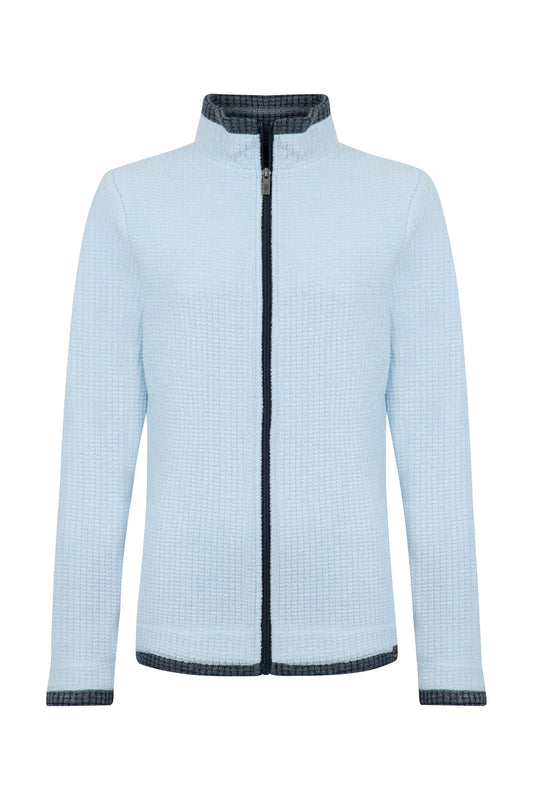 Ariana Full Zip Grid Fleece - Cool Blue
