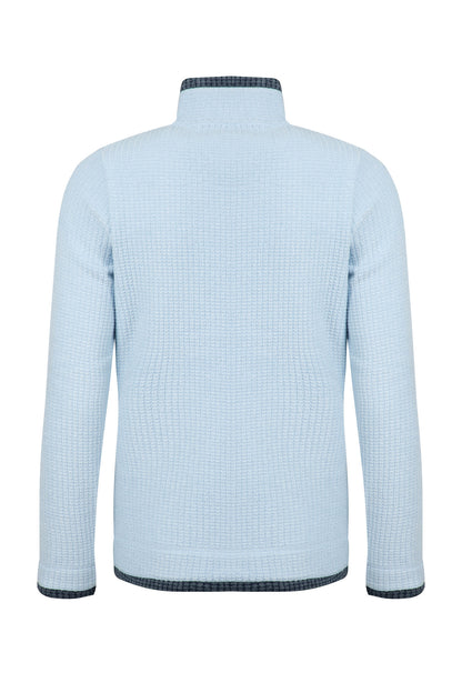 Ariana Full Zip Grid Fleece - Cool Blue