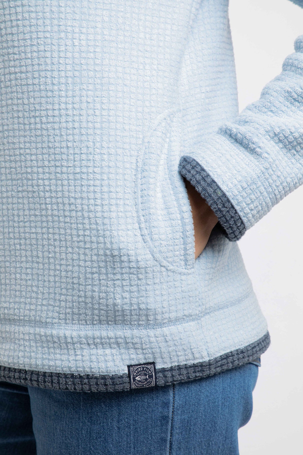 Ariana Full Zip Grid Fleece - Cool Blue
