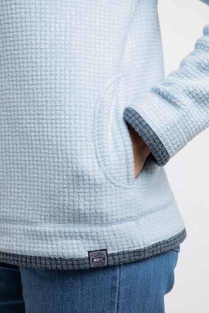 Ariana Full Zip Grid Fleece - Cool Blue