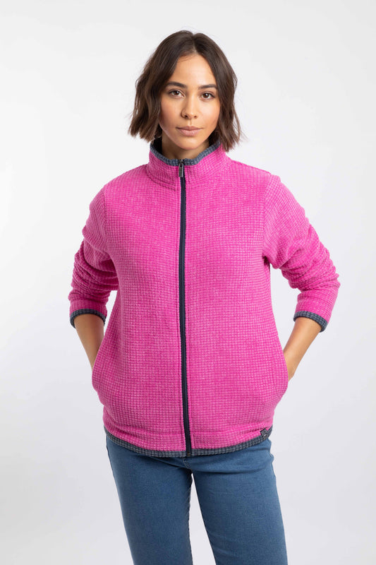 Ariana Full Zip Grid Fleece - Gerbera