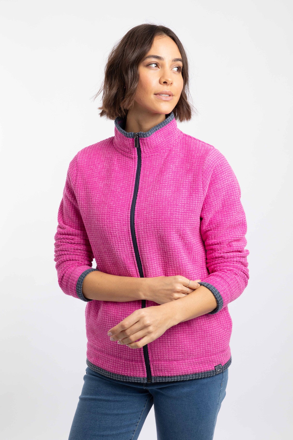Ariana Full Zip Grid Fleece - Gerbera