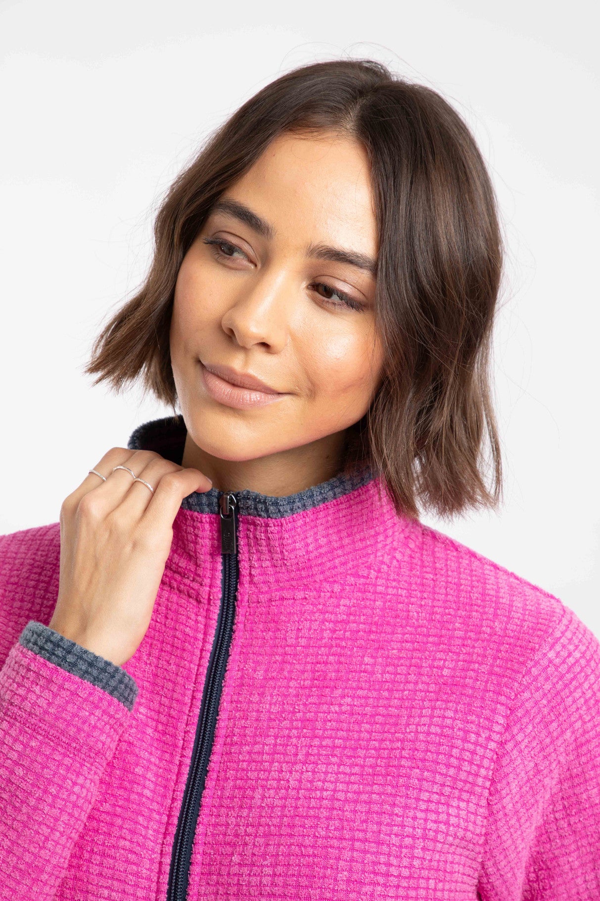 Ariana Full Zip Grid Fleece - Gerbera