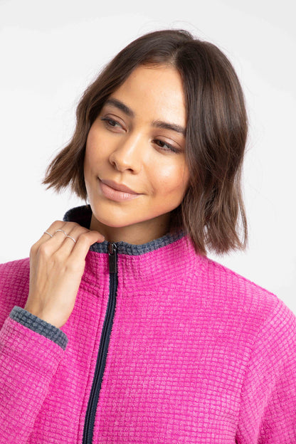 Ariana Full Zip Grid Fleece - Gerbera