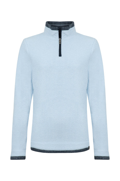 Beye 1/4 Zip Grid Fleece - Cool Blue