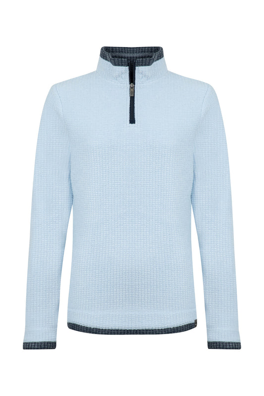 Beye 1/4 Zip Grid Fleece - Cool Blue