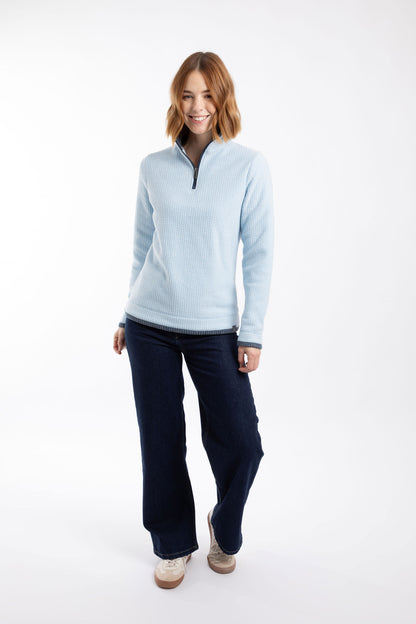 Beye 1/4 Zip Grid Fleece - Cool Blue