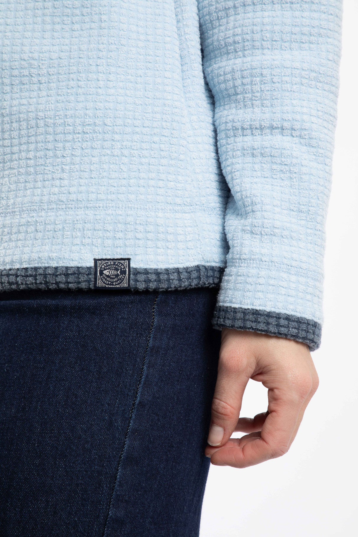 Beye 1/4 Zip Grid Fleece - Cool Blue
