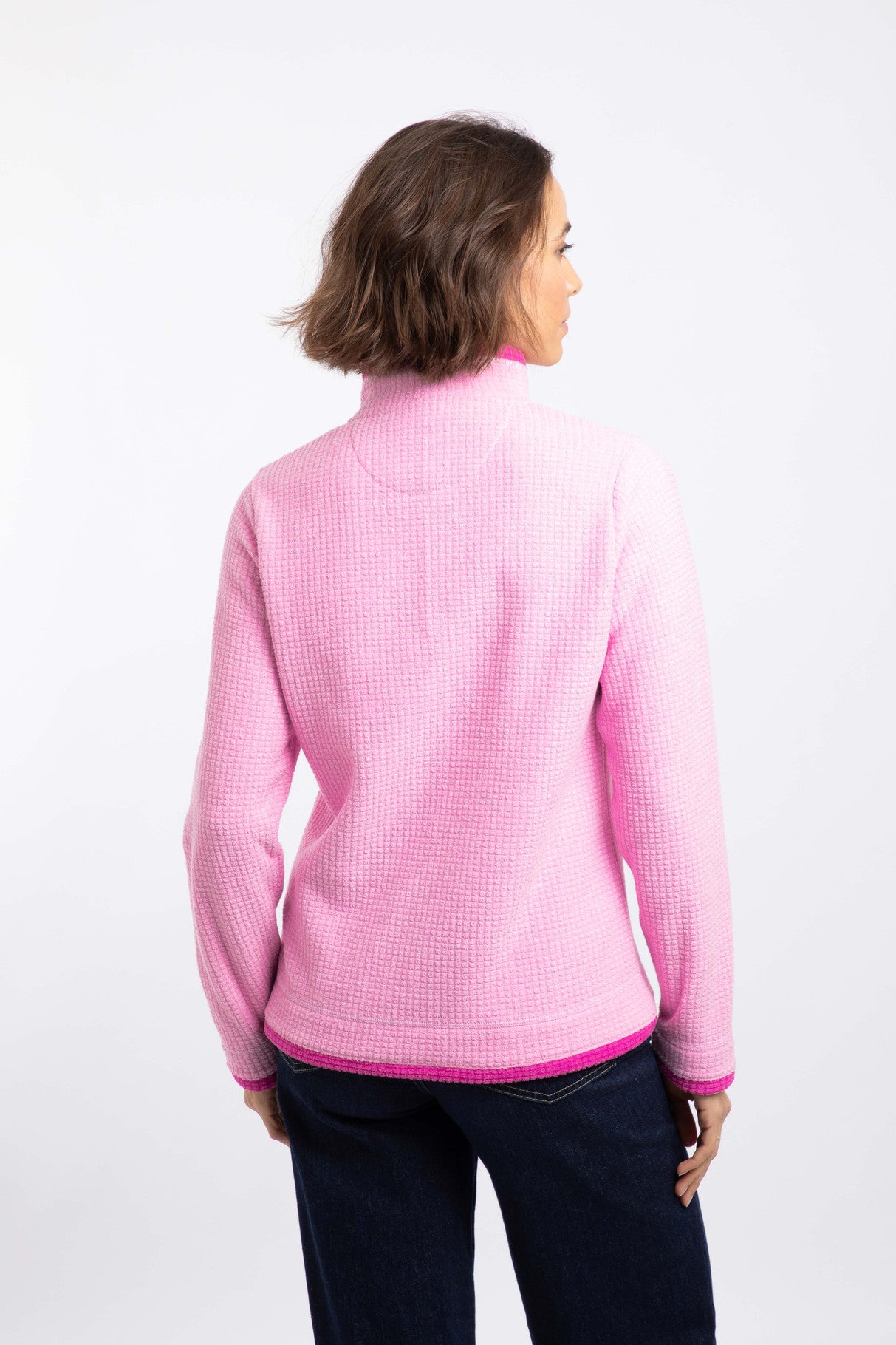 Beye 1/4 Zip Grid Fleece - Azalea