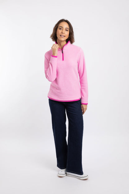 Beye 1/4 Zip Grid Fleece - Azalea
