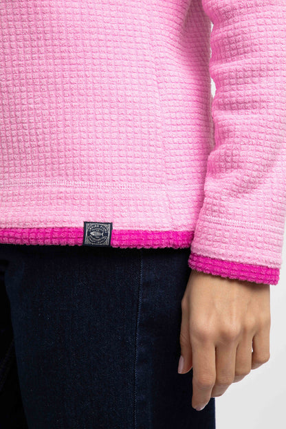 Beye 1/4 Zip Grid Fleece - Azalea