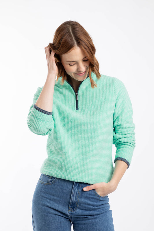 Beye 1/4 Zip Grid Fleece - Bevelled Glass